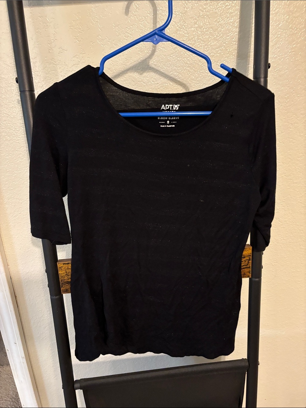 Apt. 9 Black Scoop Neck Elbow-Sleeve Tee